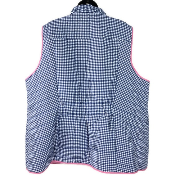 Talbots Vest Full Zip Blue White Plaid Polyester - Picture 6 of 6